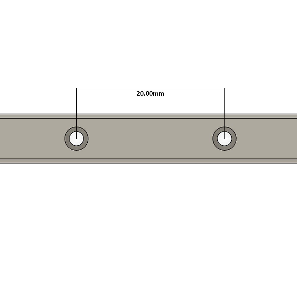 LSH25 AIRTAC LSH 20MM SERIES RAIL<br>NORMAL ACCURACY, 20MM END TO FIRST HOLE, CUT TO LENGTH IN (M) **EX. QTY: 1.240= 1240MM**