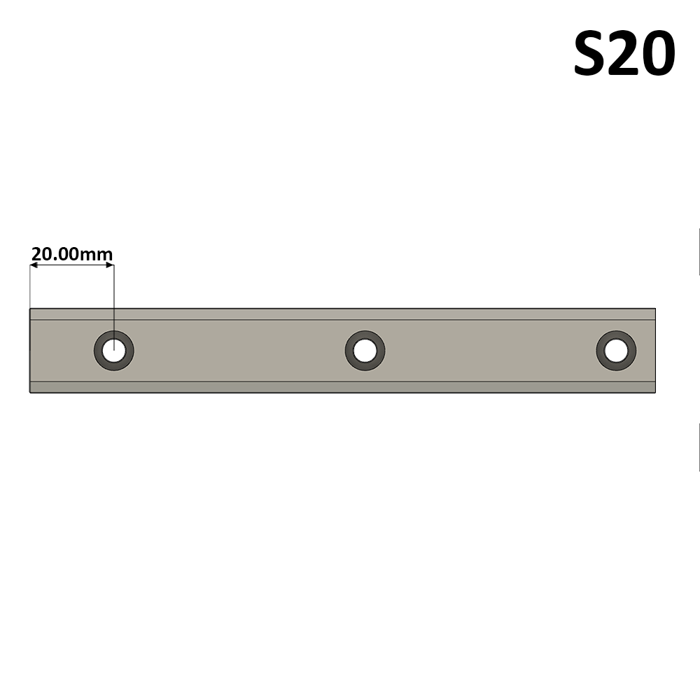LSD15RLXCTL-S20-H-D AIRTAC LOW PROFILE RAIL<br>LSD 15MM SERIES, HIGH ACCURACY, 20MM END TO FIRST HOLE, CUT TO LENGTH IN (M) **EX. QTY: 1.240= 1240MM**