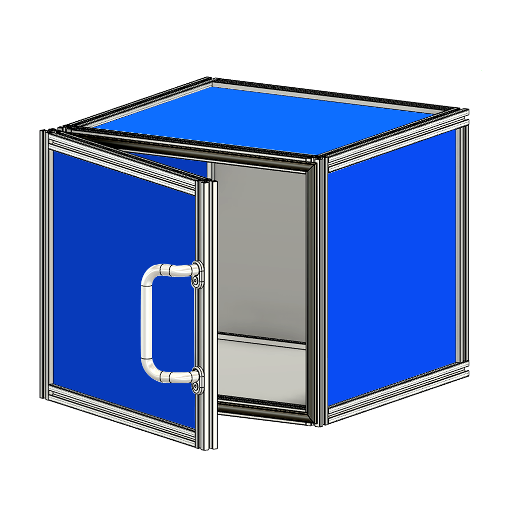 BOX 30X30-PVC MODULAR SOLUTION BOX ENCLOSURE 30X30 ALUMINUM PROFILE, BLUE PANEL PVC