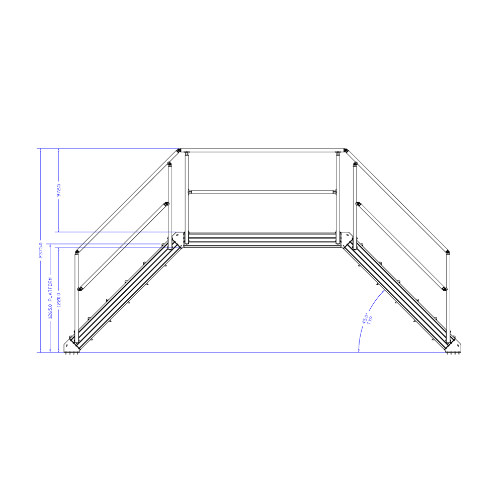 M-10353-45-2340-0915-1220-XX STAIRS & CROSSOVER - 45-DEG STAIRS X 2340 PLATFORM X 915 WIDE X 1220 CLEARANCE