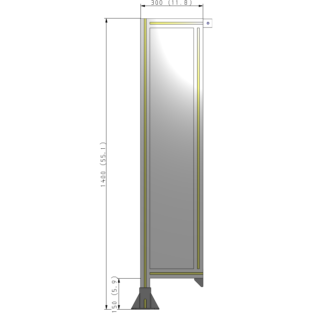 A1-1400-0300-0150-TYPFK GUARDING PANEL 1400MM TALL X 300MM WIDE 1/4'' POLYCARBONATE