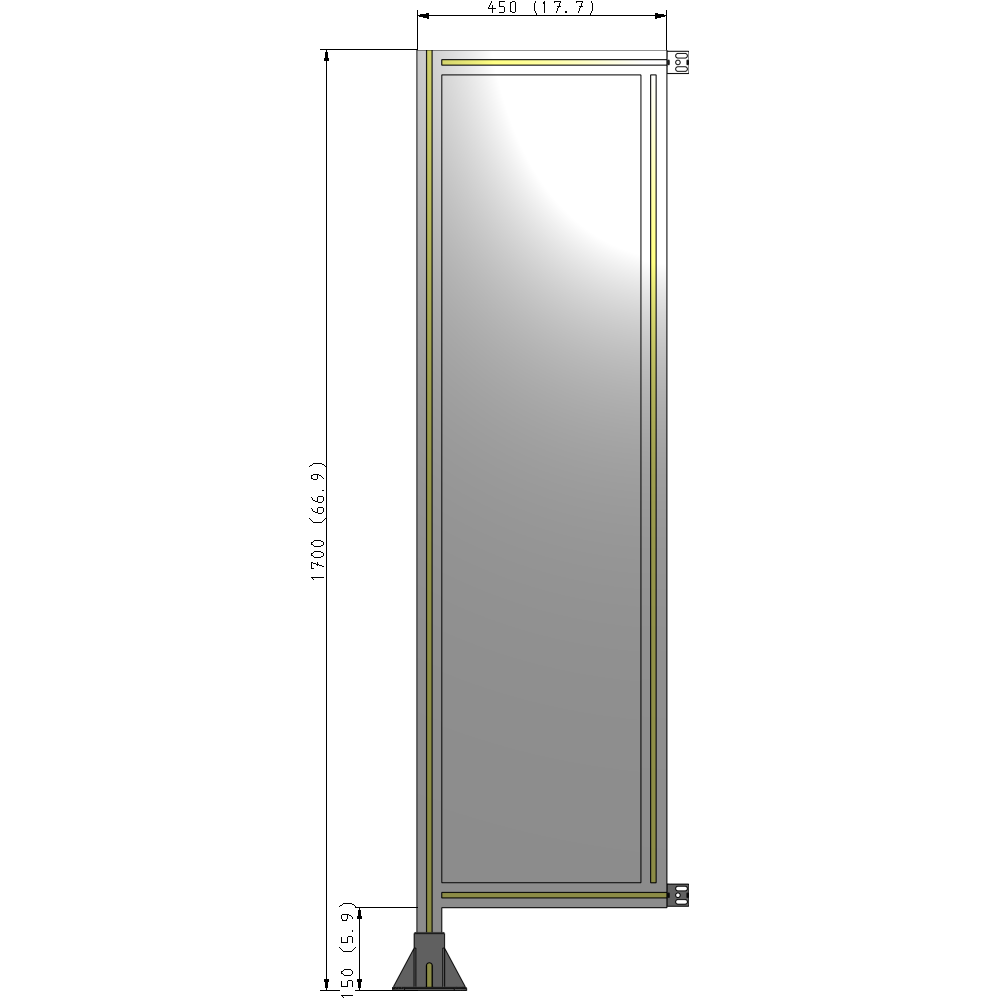 A1-1700-0450-0150-HYPFK GUARDING PANEL 1700MM TALL X 450MM WIDE 1/4'' POLYCARBONATE