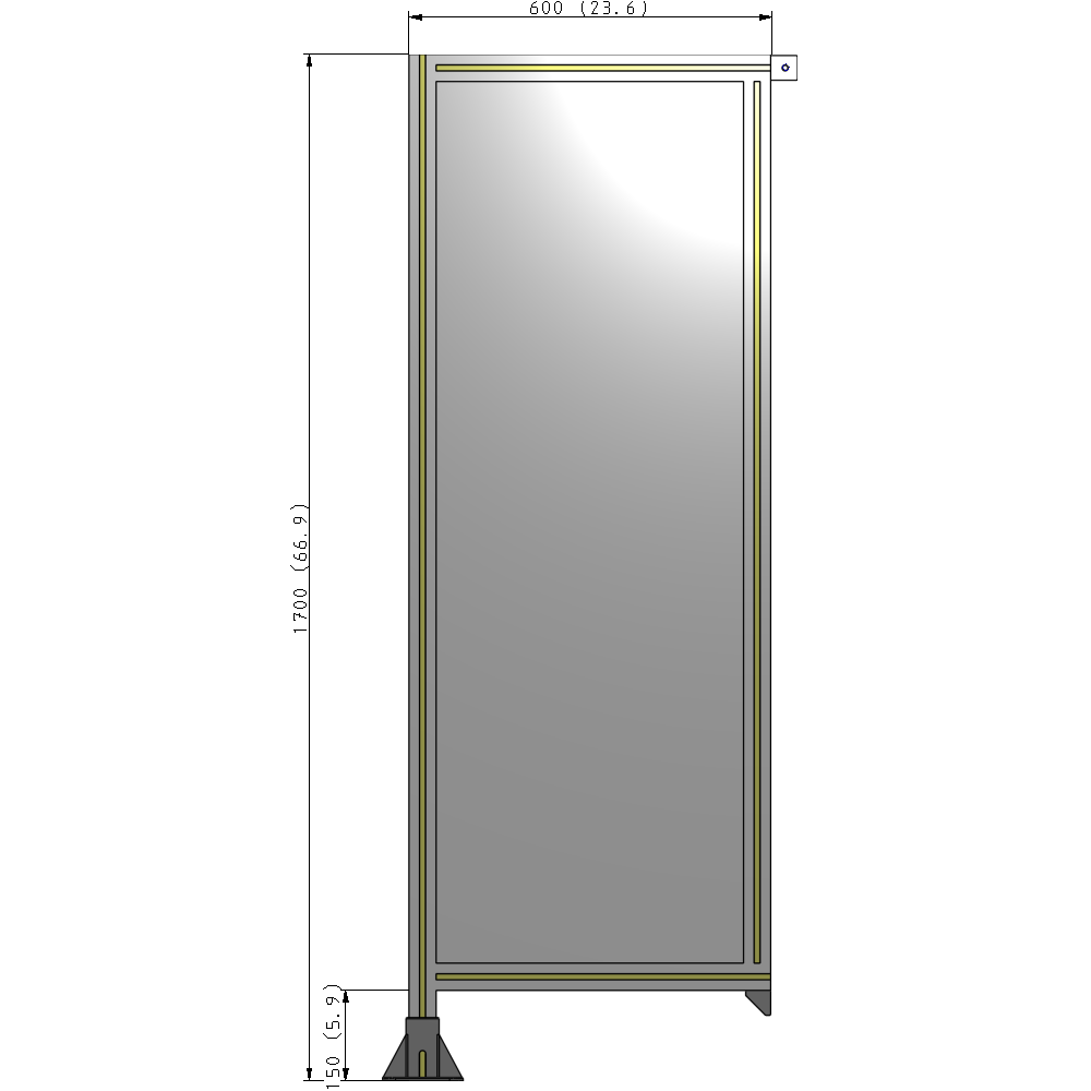 A1-1700-0600-0150-TYPFA GUARDING PANEL 1700MM TALL X 600MM WIDE 1/4'' POLYCARBONATE