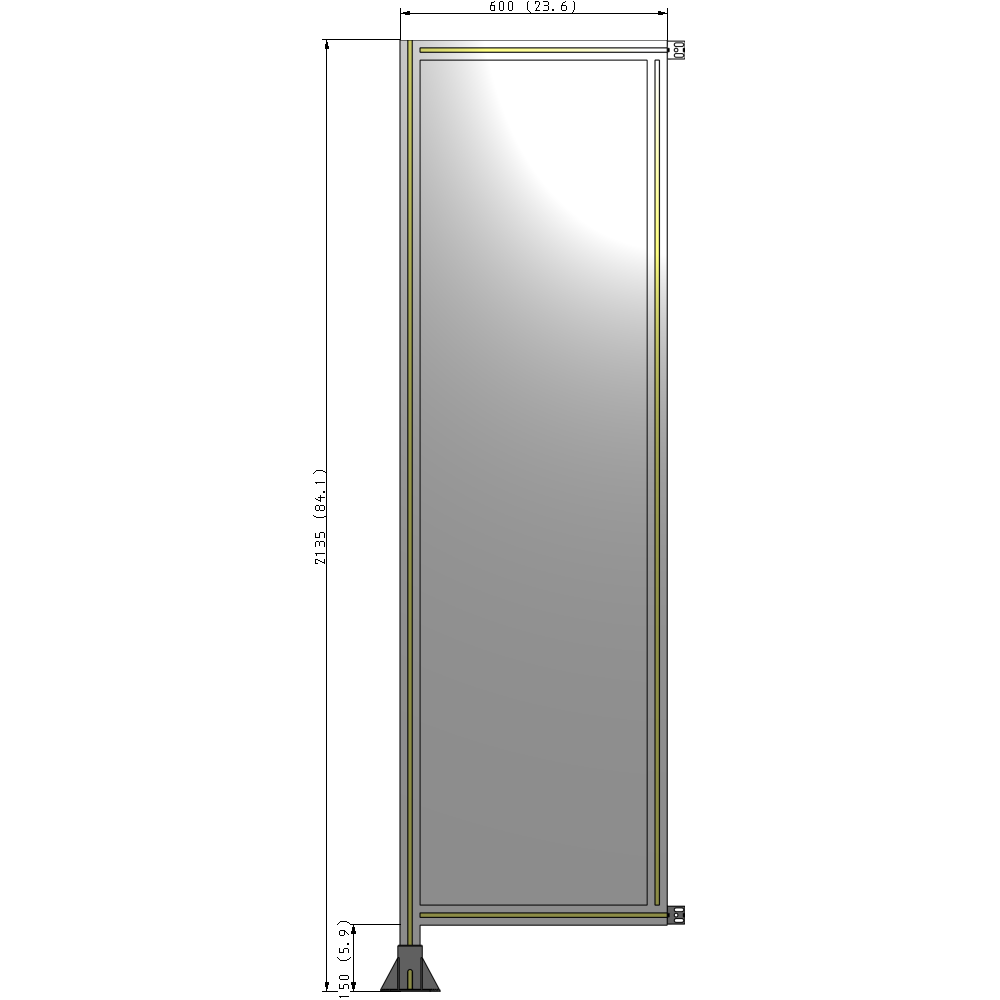A1-2135-0600-0150-HYPFK GUARDING PANEL 2135MM TALL X 600MM WIDE 1/4'' POLYCARBONATE
