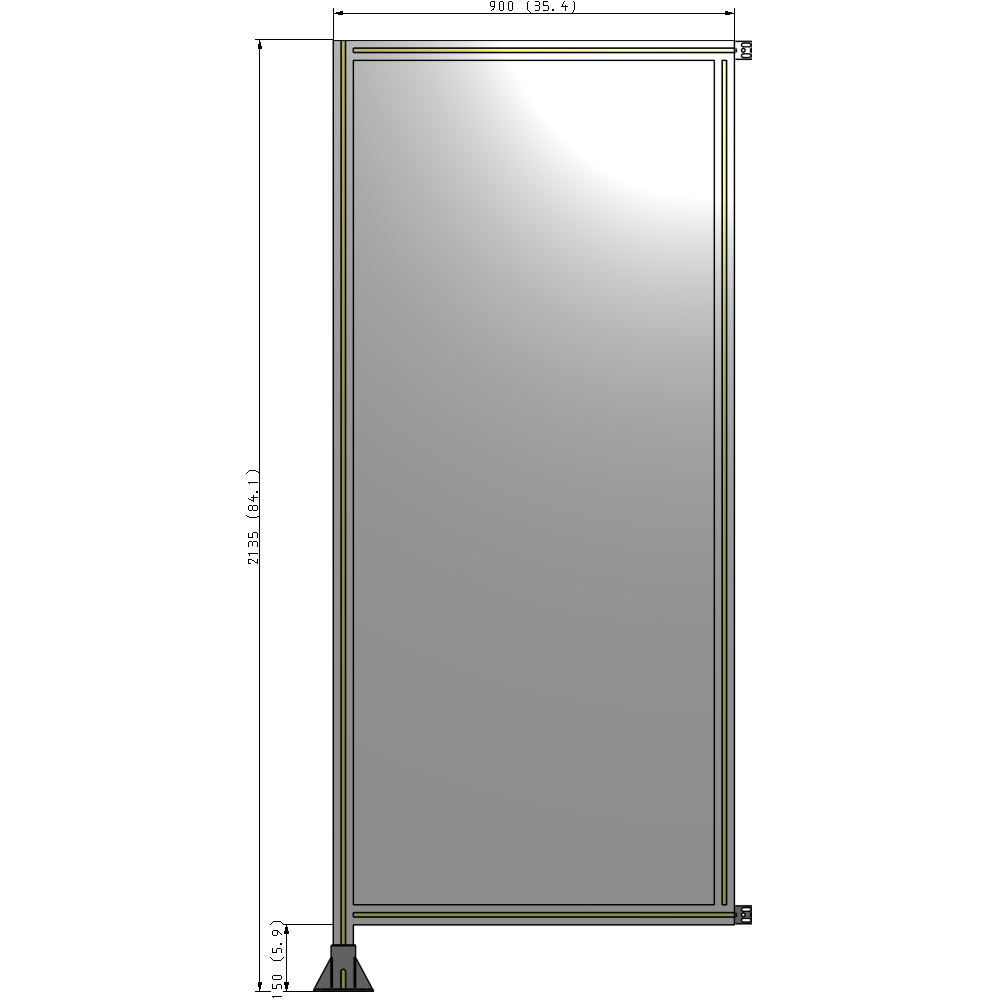 A1-2135-0900-0150-HYPFK GUARDING PANEL 2135MM TALL X 900MM WIDE 1/4'' POLYCARBONATE