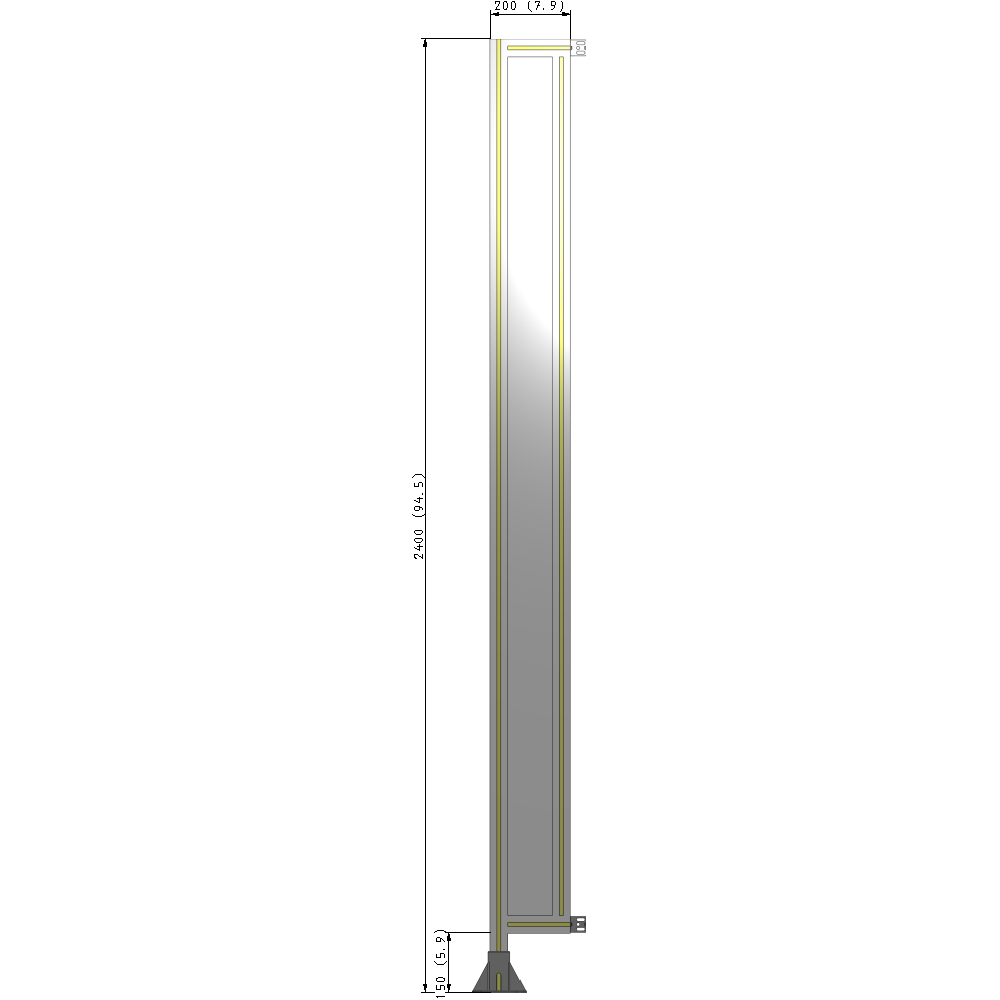 A1-2400-0200-0150-HYPFK GUARDING PANEL 2400MM TALL X 200MM WIDE 1/4'' POLYCARBONATE