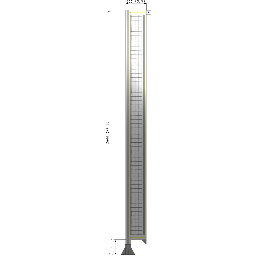 A1-2400-0200-0150-TYMFK GUARDING PANEL 2400MM TALL X 200MM WIDE 1'' MESH