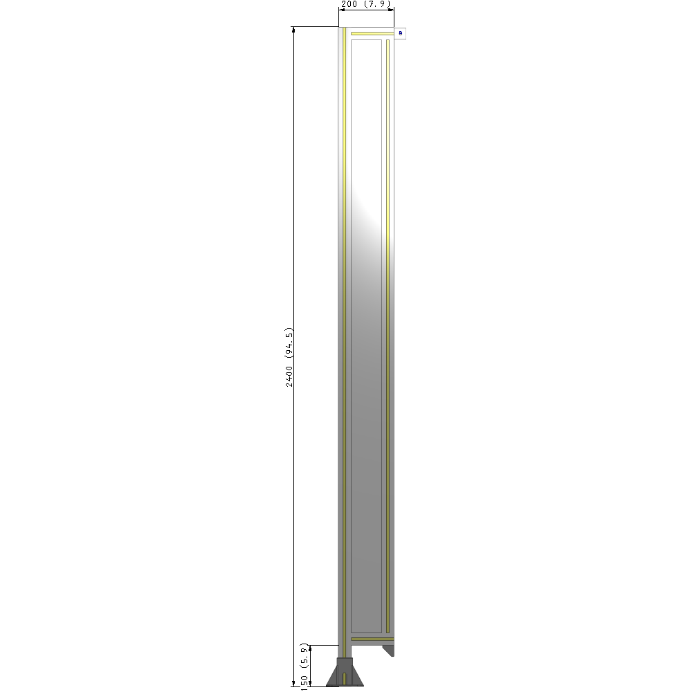 A1-2400-0200-0150-TYPFA GUARDING PANEL 2400MM TALL X 200MM WIDE 1/4'' POLYCARBONATE