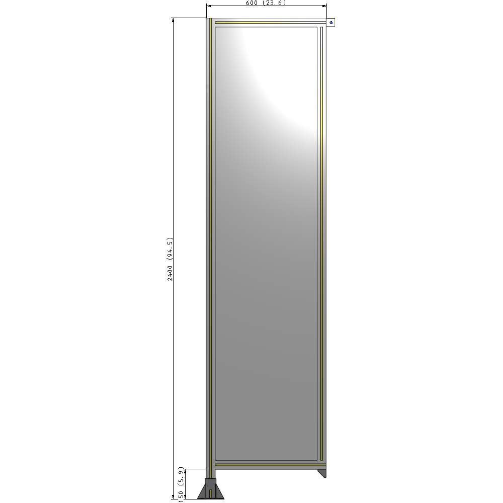 A1-2400-0600-0150-TYPFK GUARDING PANEL 2400MM TALL X 600MM WIDE 1/4'' POLYCARBONATE