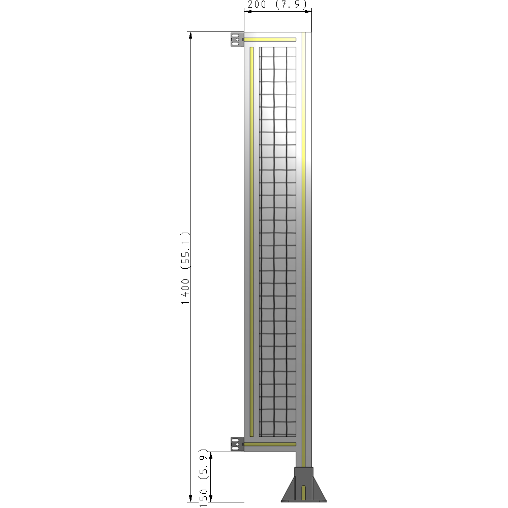 A2-1400-0200-0150-HYMFA GUARDING PANEL 1400MM TALL X 200MM WIDE 1'' MESH