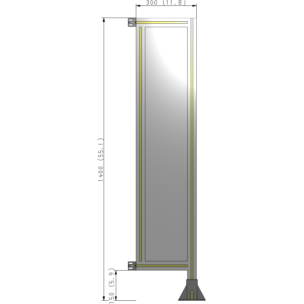 A2-1400-0300-0150-HYPFA GUARDING PANEL 1400MM TALL X 300MM WIDE 1/4'' POLYCARBONATE
