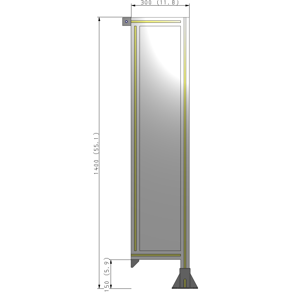 A2-1400-0300-0150-TYPFA GUARDING PANEL 1400MM TALL X 300MM WIDE 1/4'' POLYCARBONATE