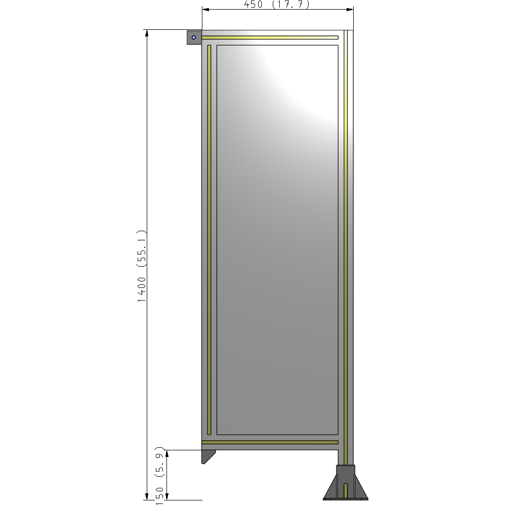 A2-1400-0450-0150-TYPFK GUARDING PANEL 1400MM TALL X 450MM WIDE 1/4'' POLYCARBONATE