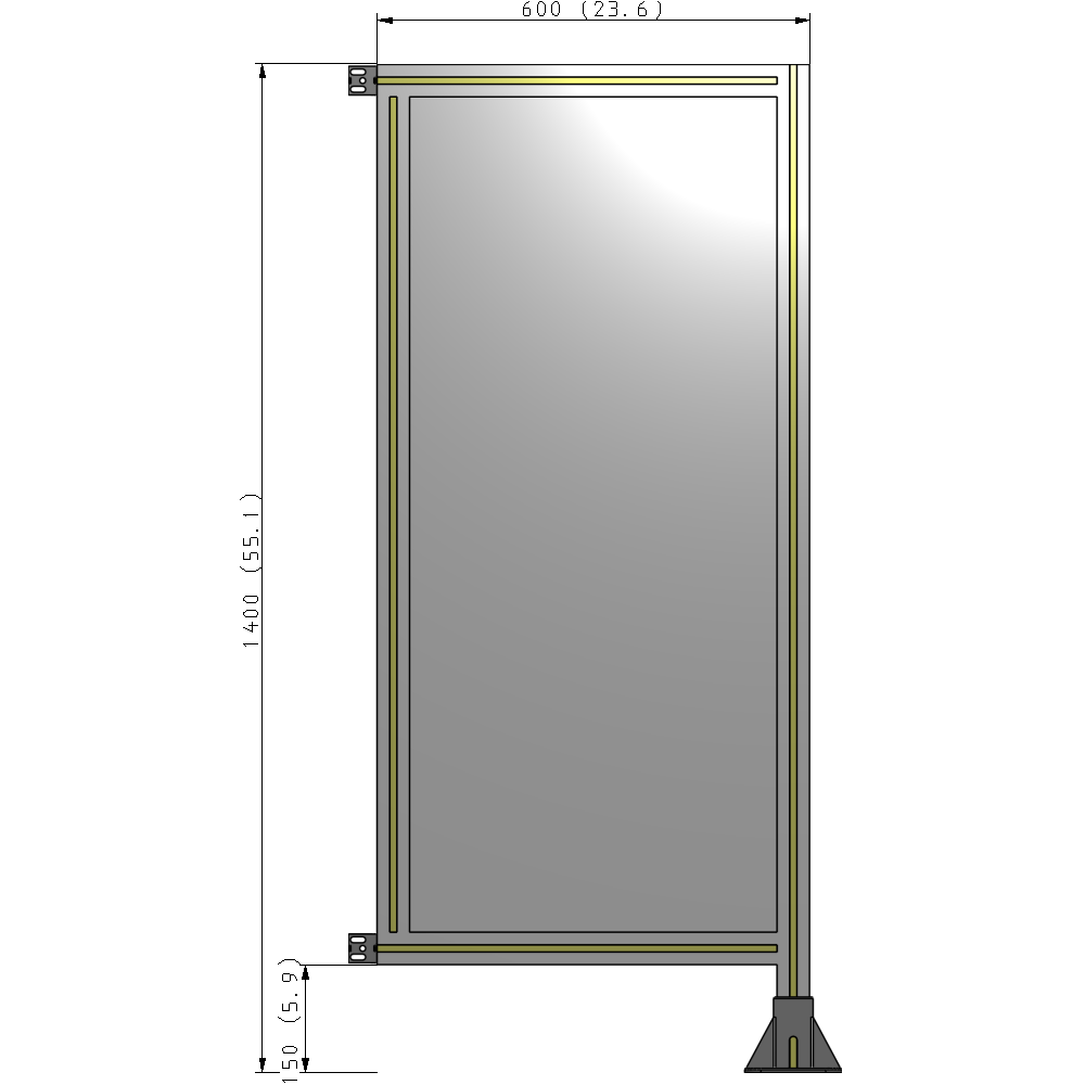 A2-1400-0600-0150-HYPFA GUARDING PANEL 1400MM TALL X 600MM WIDE 1/4'' POLYCARBONATE