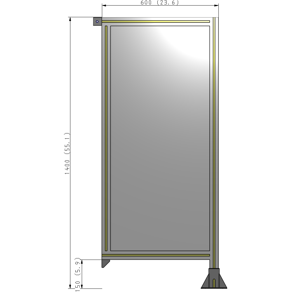 A2-1400-0600-0150-TYPFK GUARDING PANEL 1400MM TALL X 600MM WIDE 1/4'' POLYCARBONATE