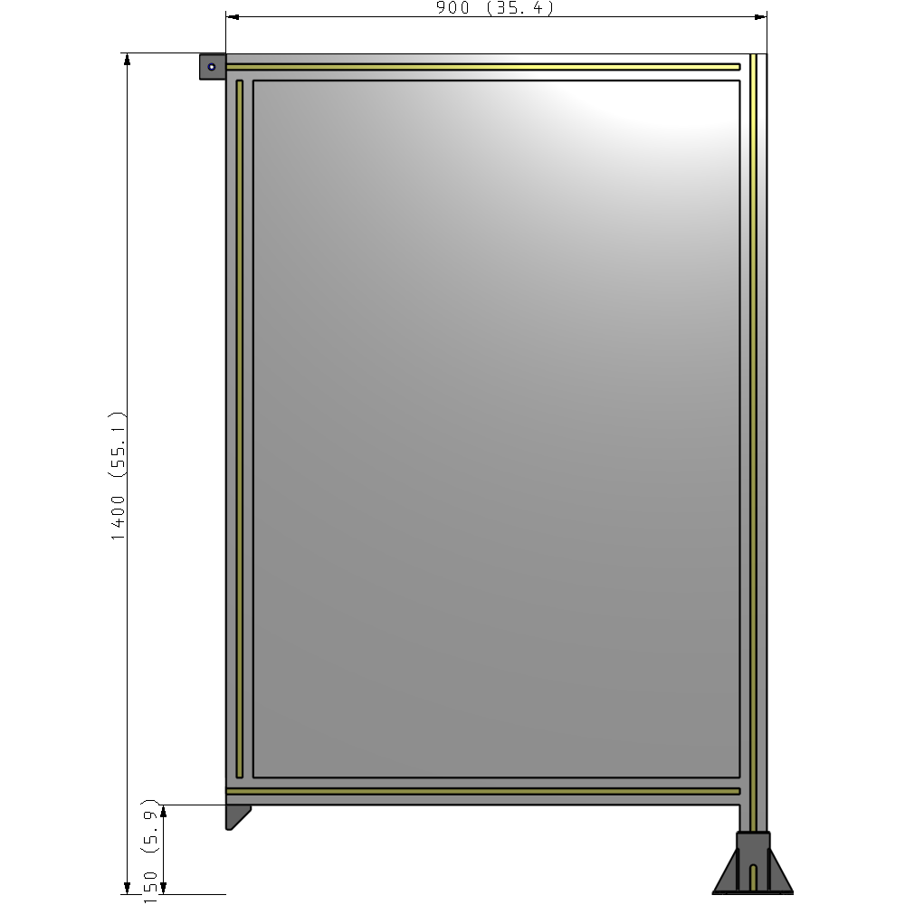A2-1400-0900-0150-TYPFK GUARDING PANEL 1400MM TALL X 900MM WIDE 1/4'' POLYCARBONATE