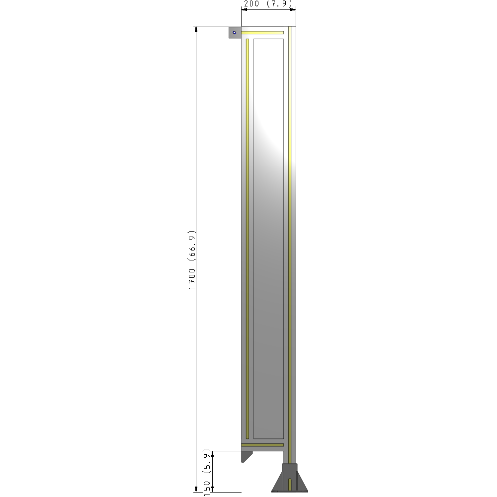 A2-1700-0200-0150-TYPFA GUARDING PANEL 1700MM TALL X 200MM WIDE 1/4'' POLYCARBONATE