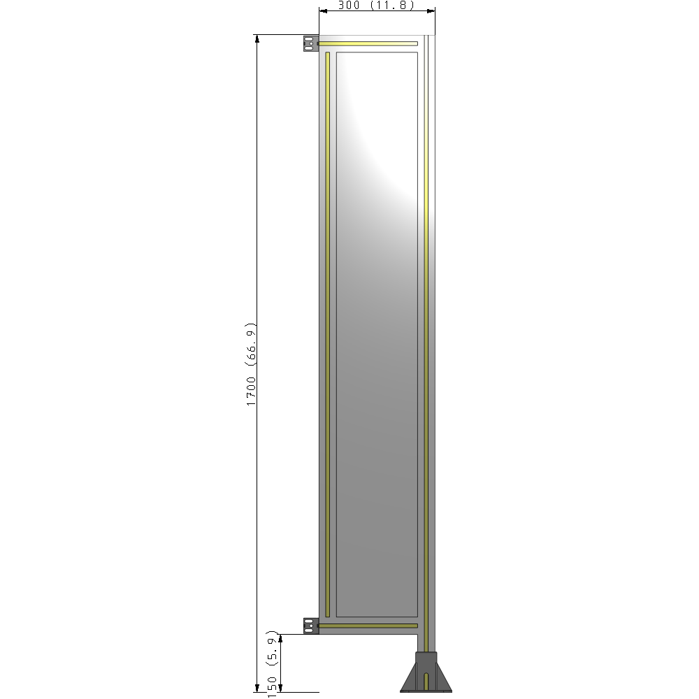 A2-1700-0300-0150-HYPFK GUARDING PANEL 1700MM TALL X 300MM WIDE 1/4'' POLYCARBONATE