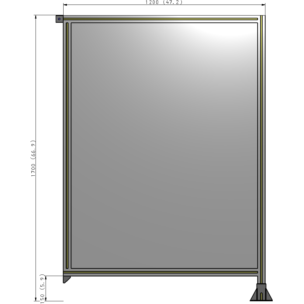 A2-1700-1200-0150-TYPFK GUARDING PANEL 1700MM TALL X 1200MM WIDE 1/4'' POLYCARBONATE