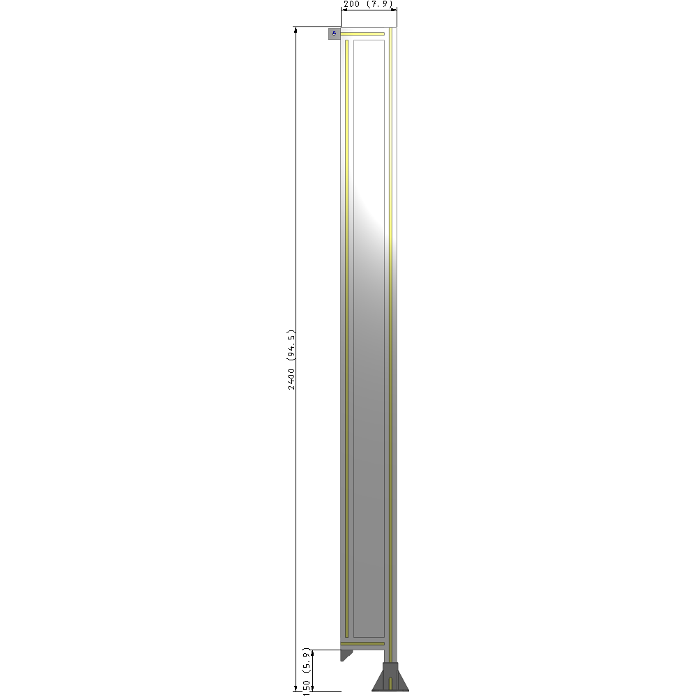 A2-2400-0200-0150-TYPFA GUARDING PANEL 2400MM TALL X 200MM WIDE 1/4'' POLYCARBONATE