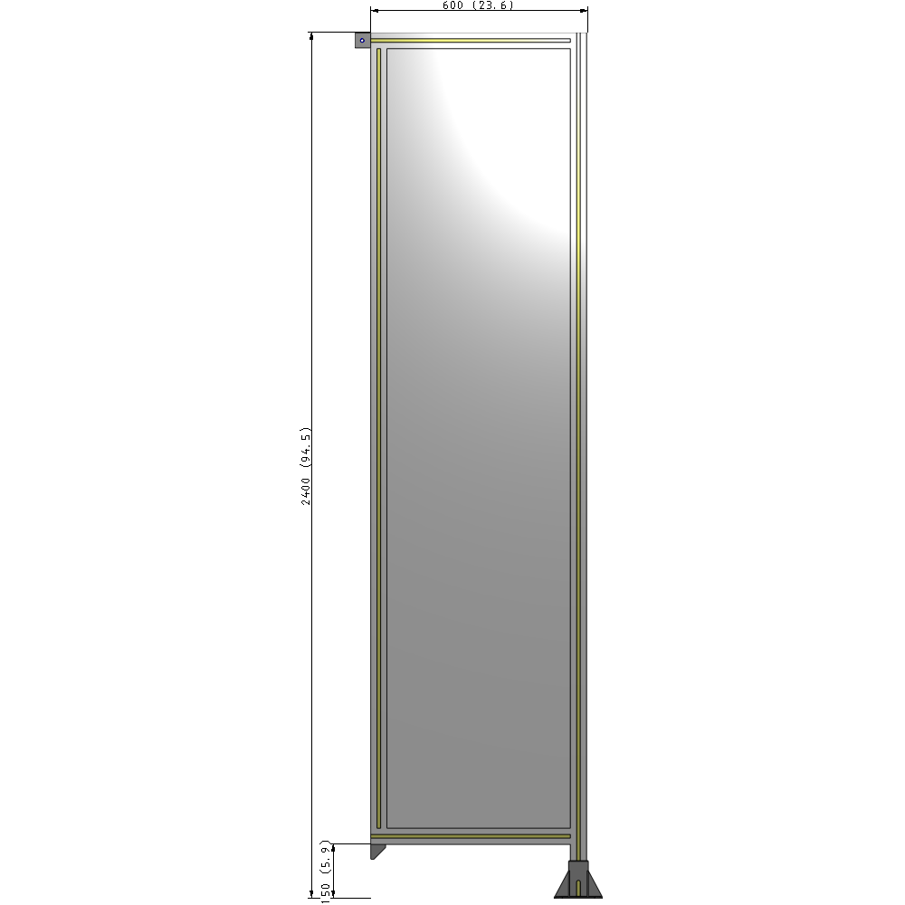 A2-2400-0600-0150-TYPFK GUARDING PANEL 2400MM TALL X 600MM WIDE 1/4'' POLYCARBONATE