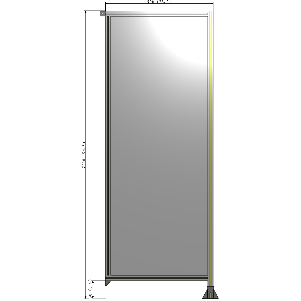 A2-2400-0900-0150-TYPFK GUARDING PANEL 2400MM TALL X 900MM WIDE 1/4'' POLYCARBONATE