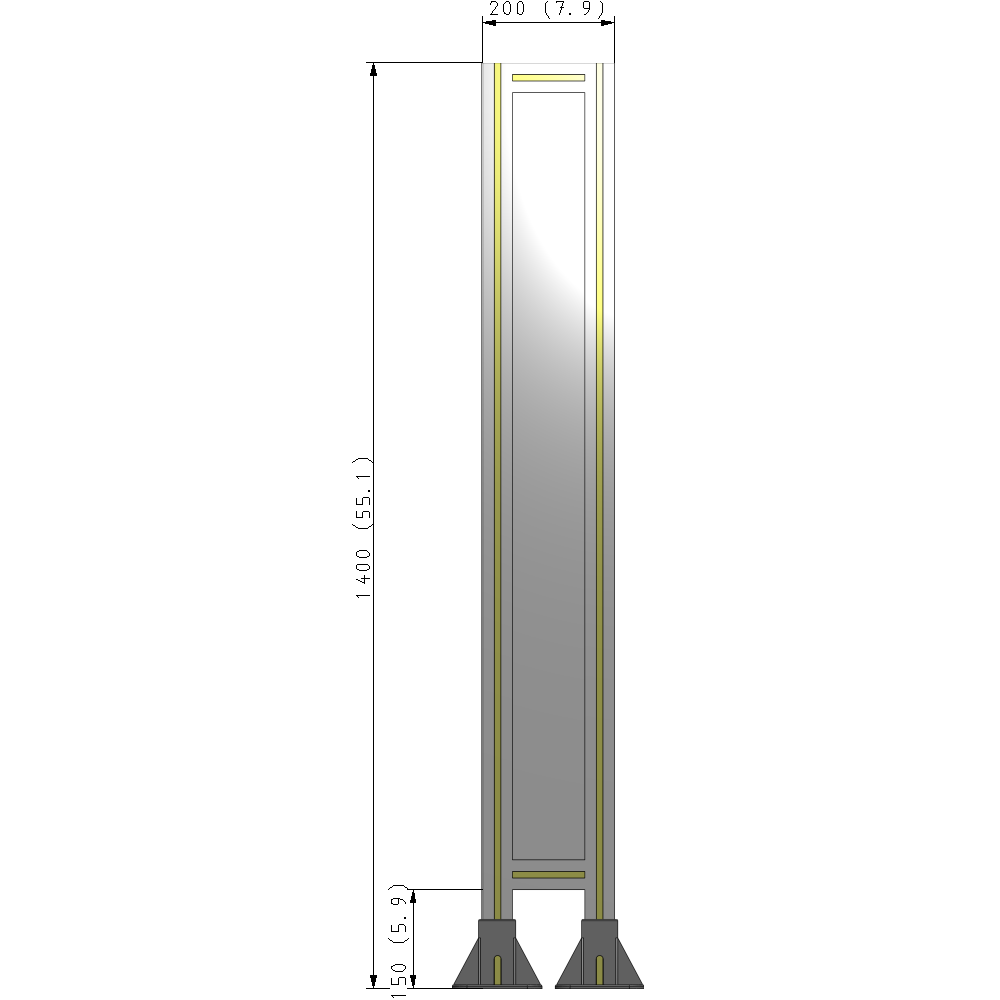 A3-1400-0200-0150-ZYPFA GUARDING PANEL 1400MM TALL X 200MM WIDE 1/4'' POLYCARBONATE