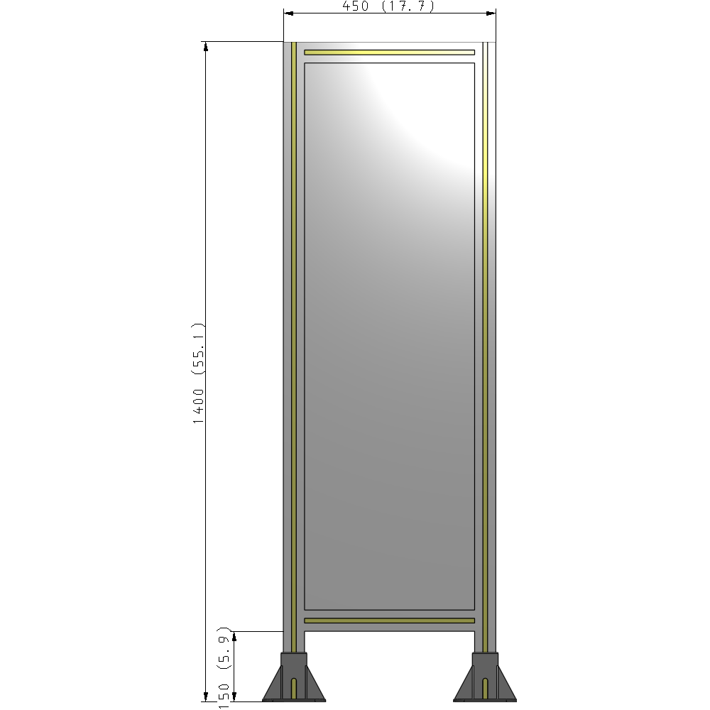 A3-1400-0450-0150-ZYPFK GUARDING PANEL 1400MM TALL X 450MM WIDE 1/4'' POLYCARBONATE