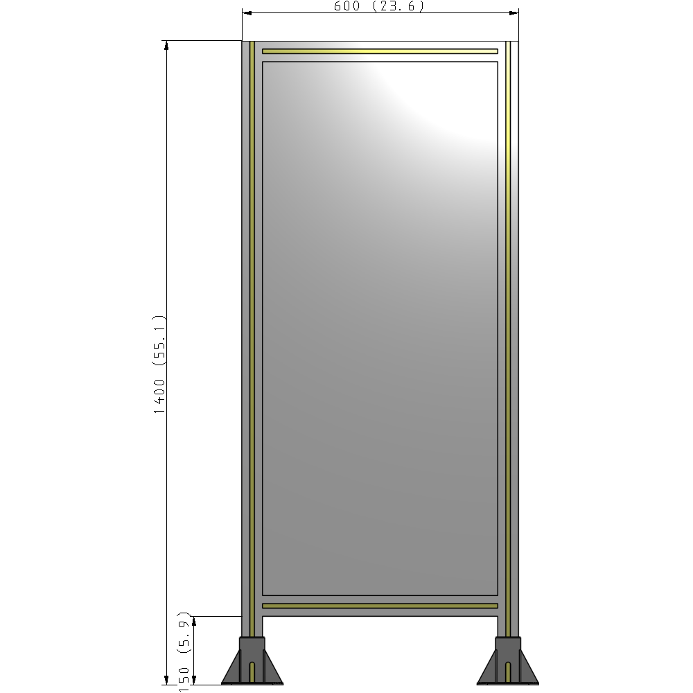 A3-1400-0600-0150-ZYPFA GUARDING PANEL 1400MM TALL X 600MM WIDE 1/4'' POLYCARBONATE