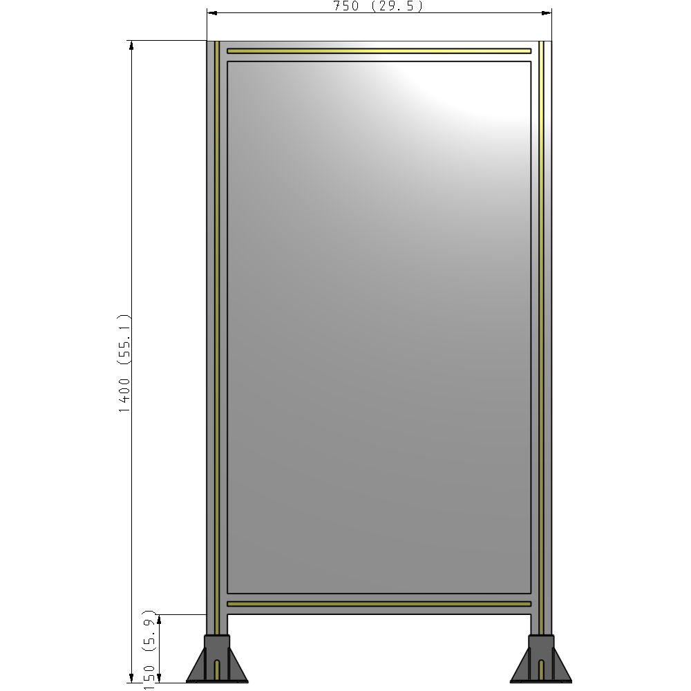 A3-1400-0750-0150-ZYPFA GUARDING PANEL 1400MM TALL X 750MM WIDE 1/4'' POLYCARBONATE