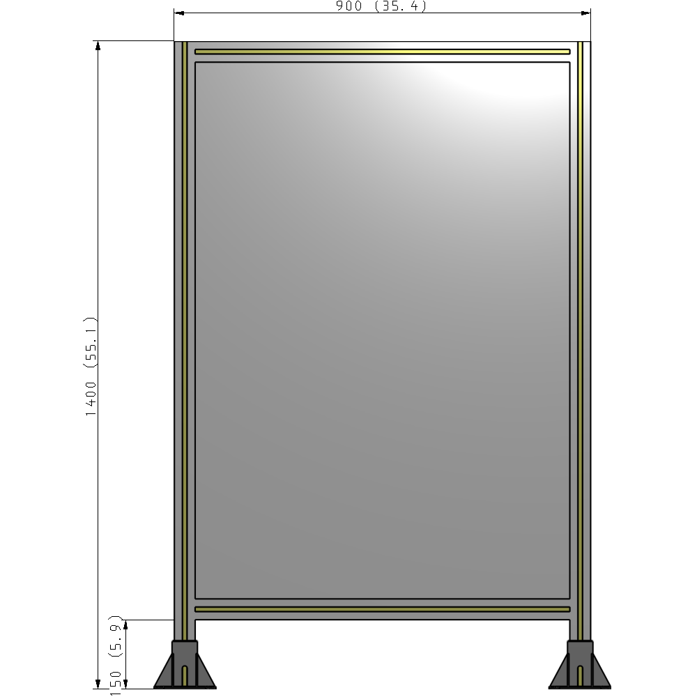 A3-1400-0900-0150-ZYPFA GUARDING PANEL 1400MM TALL X 900MM WIDE 1/4'' POLYCARBONATE
