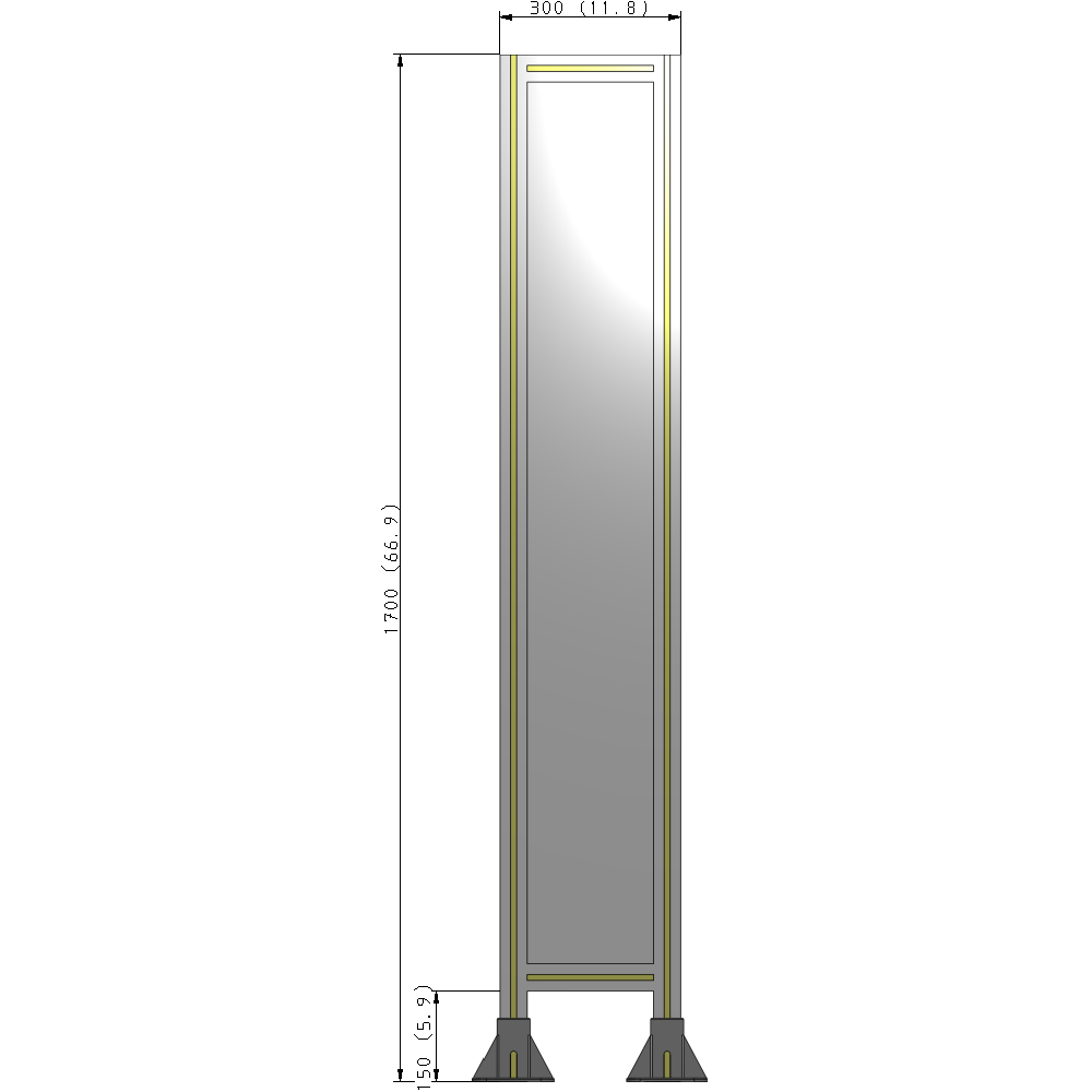 A3-1700-0300-0150-ZYPFA GUARDING PANEL 1700MM TALL X 300MM WIDE 1/4'' POLYCARBONATE