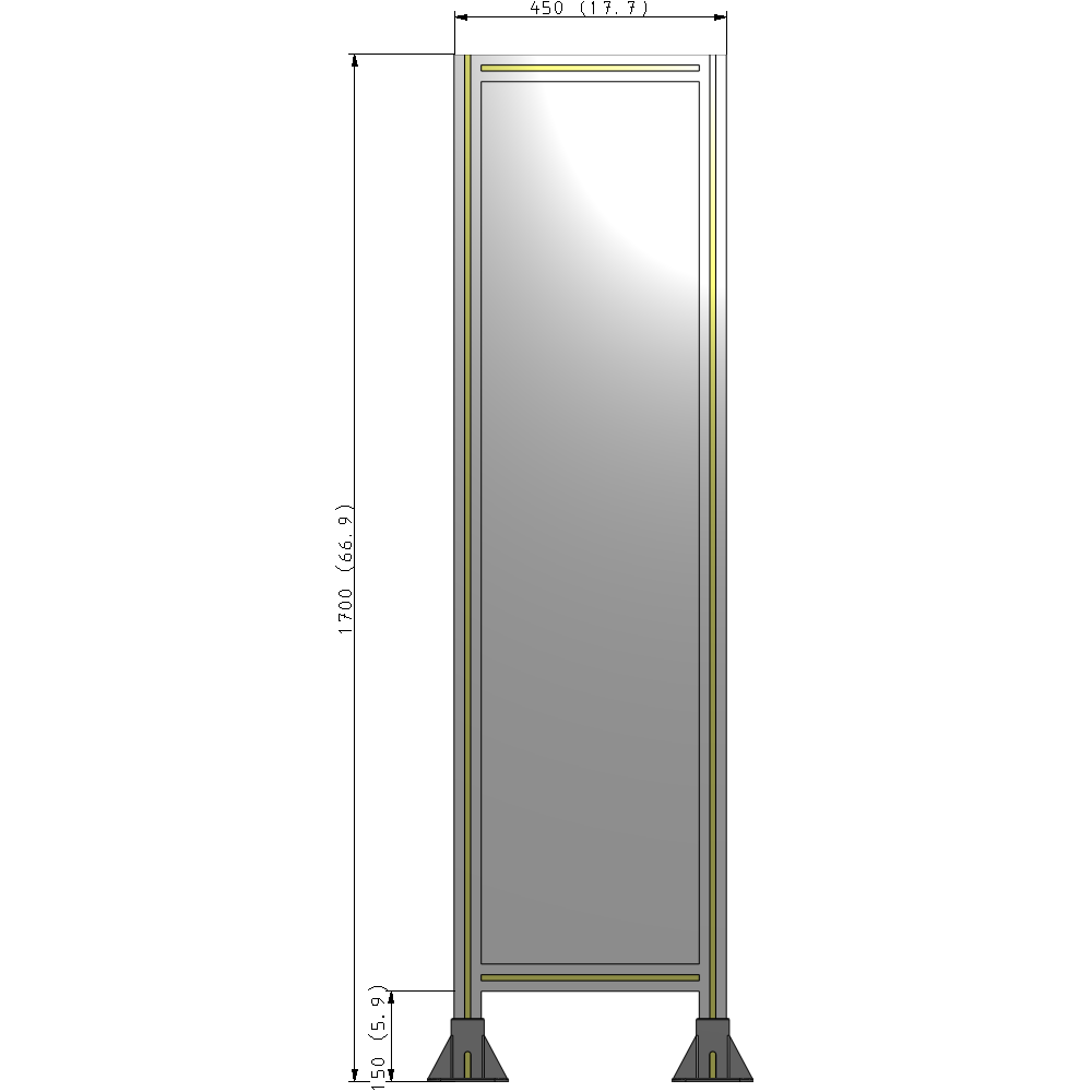 A3-1700-0450-0150-ZYPFA GUARDING PANEL 1700MM TALL X 450MM WIDE 1/4'' POLYCARBONATE