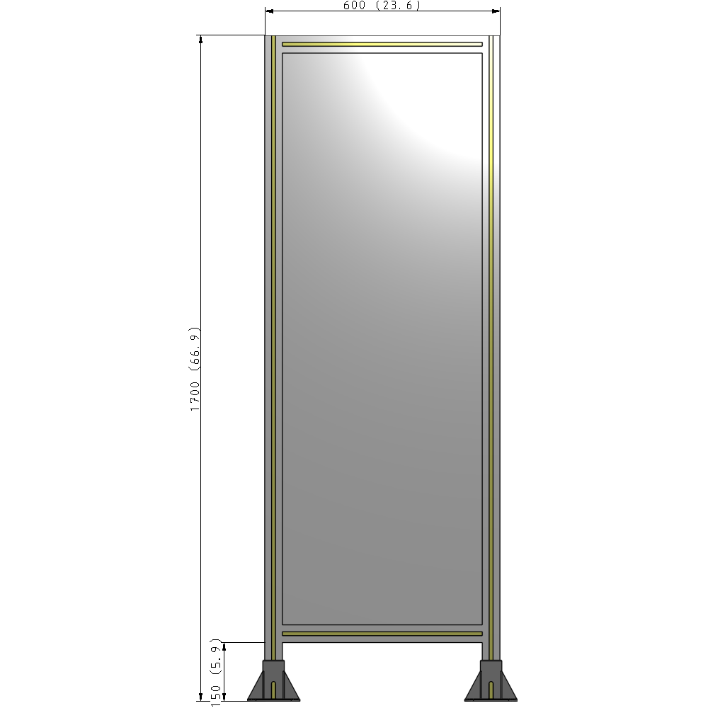 A3-1700-0600-0150-ZYPFK GUARDING PANEL 1700MM TALL X 600MM WIDE 1/4'' POLYCARBONATE