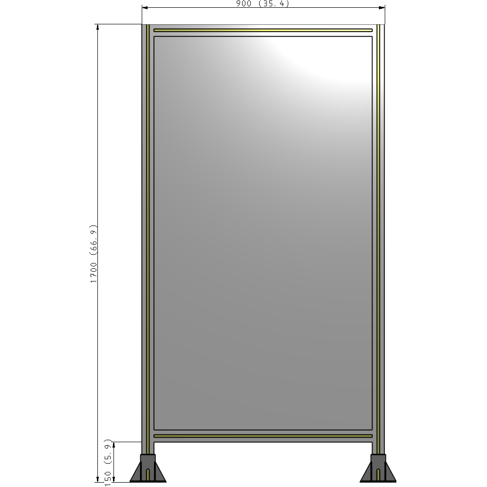 A3-1700-0900-0150-ZYPFA GUARDING PANEL 1700MM TALL X 900MM WIDE 1/4'' POLYCARBONATE