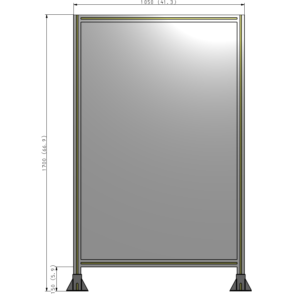 A3-1700-1050-0150-ZYPFK GUARDING PANEL 1700MM TALL X 1050MM WIDE 1/4'' POLYCARBONATE