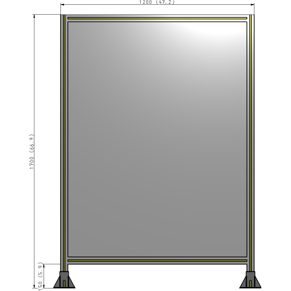 A3-1700-1200-0150-ZYPFK GUARDING PANEL 1700MM TALL X 1200MM WIDE 1/4'' POLYCARBONATE
