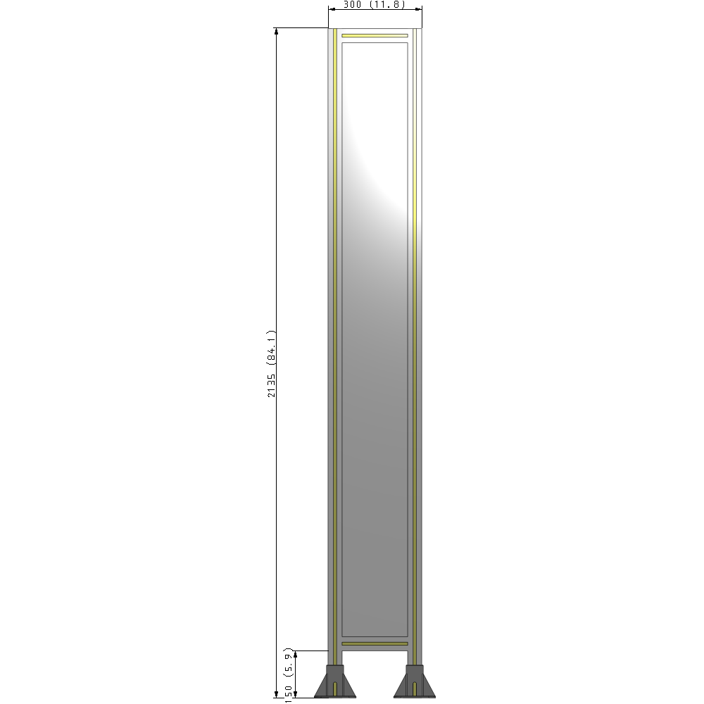 A3-2135-0300-0150-ZYPFK GUARDING PANEL 2135MM TALL X 300MM WIDE 1/4'' POLYCARBONATE