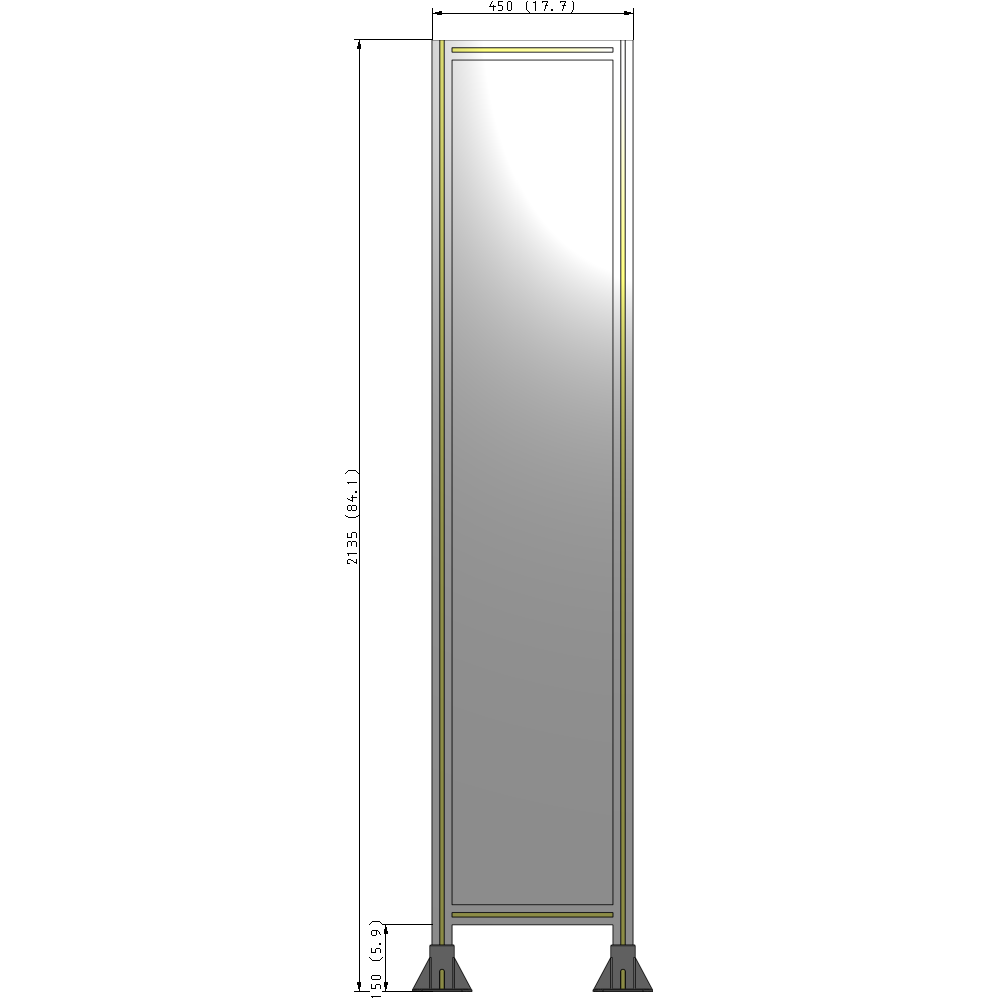 A3-2135-0450-0150-ZYPFA GUARDING PANEL 2135MM TALL X 450MM WIDE 1/4'' POLYCARBONATE