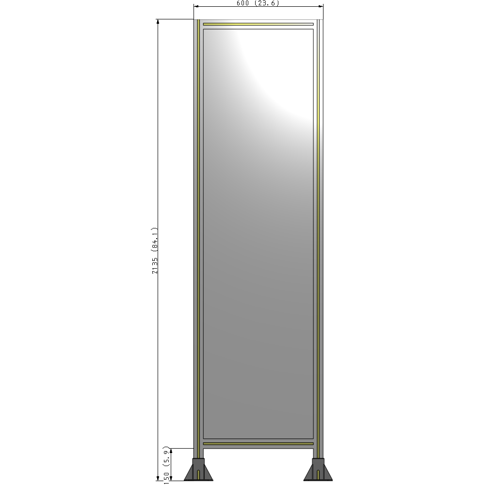 A3-2135-0600-0150-ZYPFA GUARDING PANEL 2135MM TALL X 600MM WIDE 1/4'' POLYCARBONATE