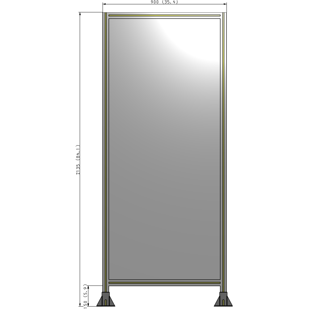 A3-2135-0900-0150-ZYPFA GUARDING PANEL 2135MM TALL X 900MM WIDE 1/4'' POLYCARBONATE