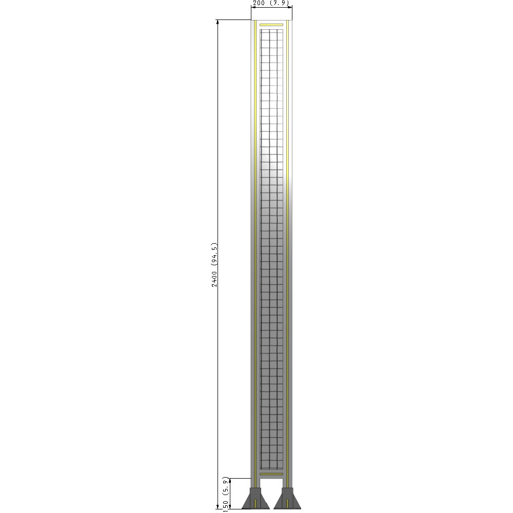 A3-2400-0200-0150-ZYMFK GUARDING PANEL 2400MM TALL X 200MM WIDE 1'' MESH