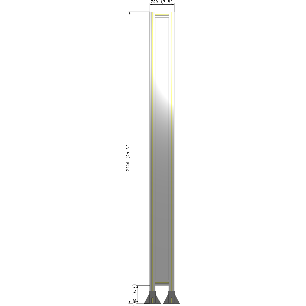 A3-2400-0200-0150-ZYPFK GUARDING PANEL 2400MM TALL X 200MM WIDE 1/4'' POLYCARBONATE