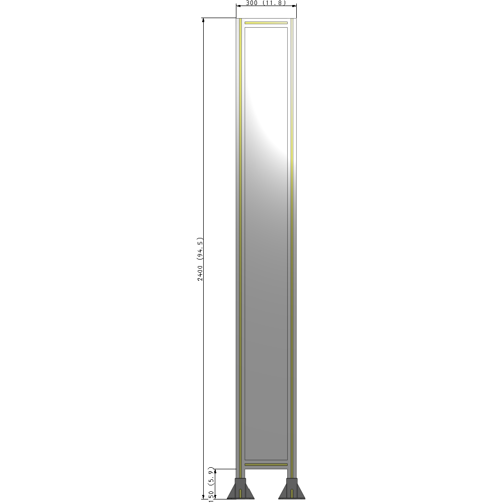 A3-2400-0300-0150-ZYPFK GUARDING PANEL 2400MM TALL X 300MM WIDE 1/4'' POLYCARBONATE