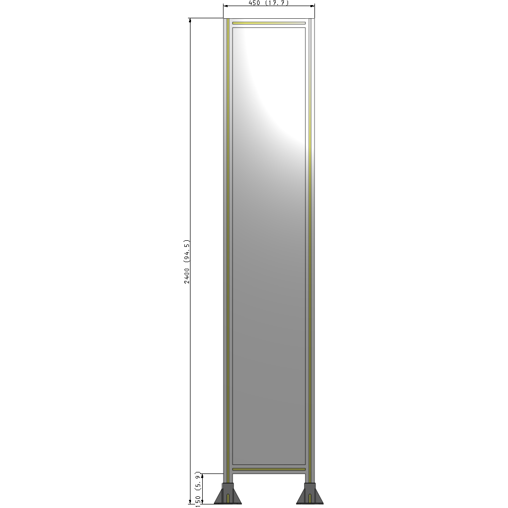 A3-2400-0450-0150-ZYPFA GUARDING PANEL 2400MM TALL X 450MM WIDE 1/4'' POLYCARBONATE
