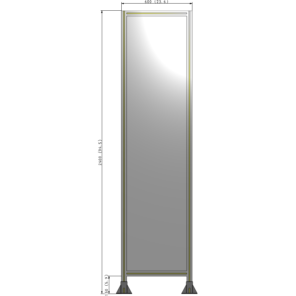 A3-2400-0600-0150-ZYPFA GUARDING PANEL 2400MM TALL X 600MM WIDE 1/4'' POLYCARBONATE