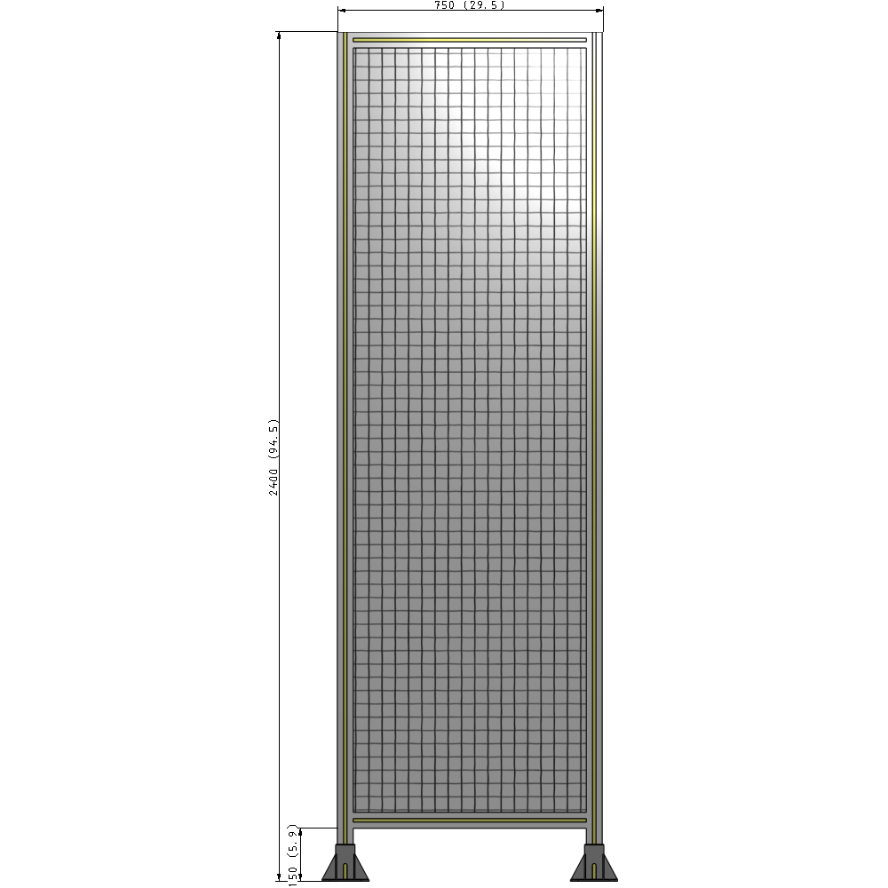 A3-2400-0750-0150-ZYMFA GUARDING PANEL 2400MM TALL X 750MM WIDE 1'' MESH