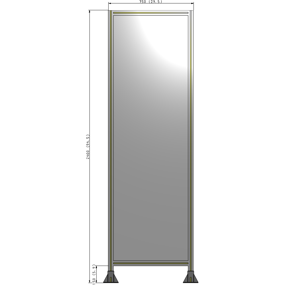 A3-2400-0750-0150-ZYPFA GUARDING PANEL 2400MM TALL X 750MM WIDE 1/4'' POLYCARBONATE