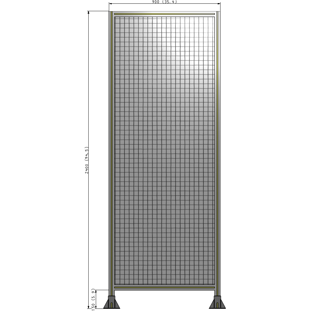 A3-2400-0900-0150-ZYMFA GUARDING PANEL 2400MM TALL X 900MM WIDE 1'' MESH