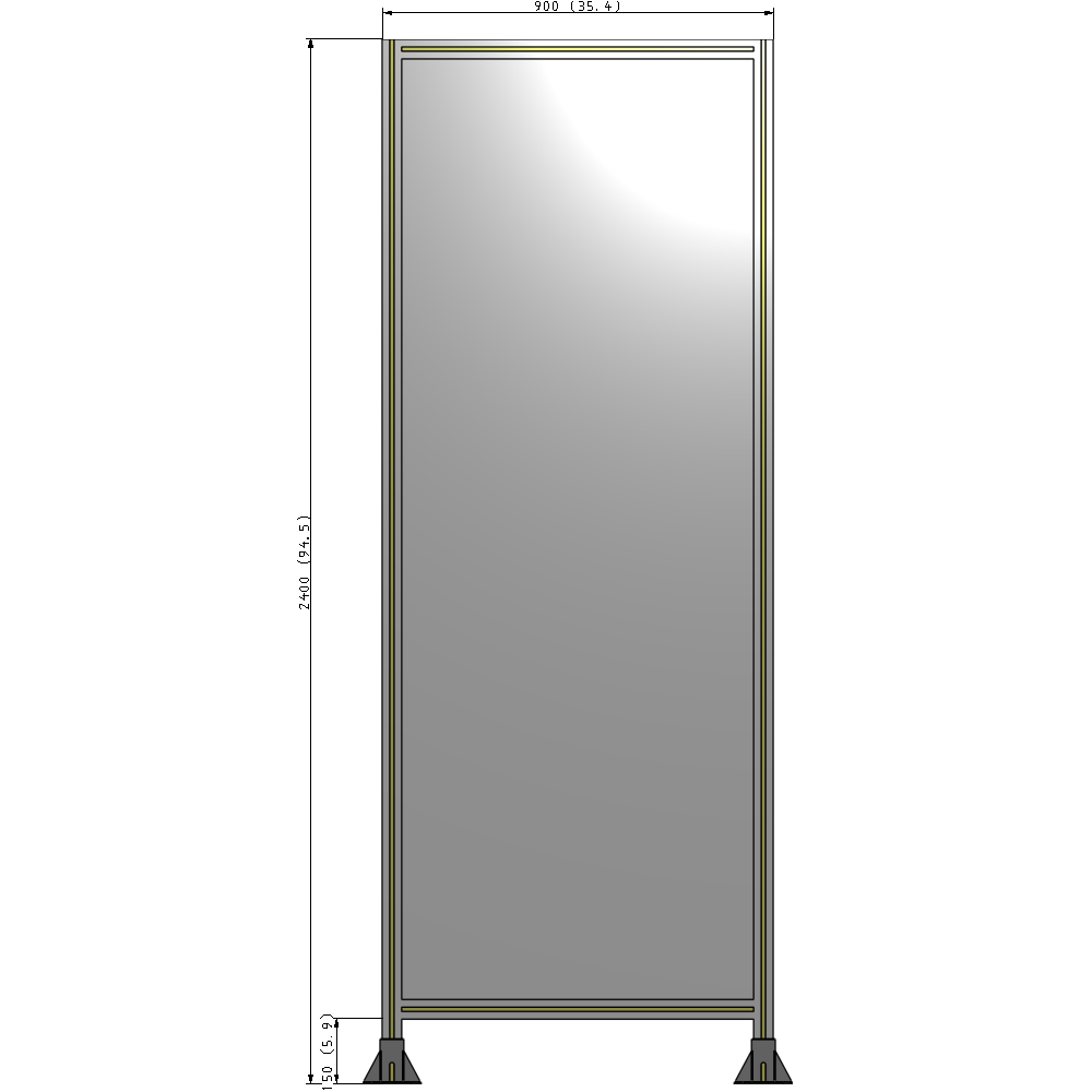 A3-2400-0900-0150-ZYPFK GUARDING PANEL 2400MM TALL X 900MM WIDE 1/4'' POLYCARBONATE